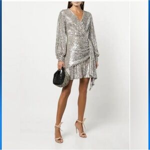 NWT SAchin and Babi Delaney Sequin Dress in Silver